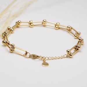 14K Gold Plated Stainless Steel - U Link shaped Bracelet, BRAND NEW, Never worn